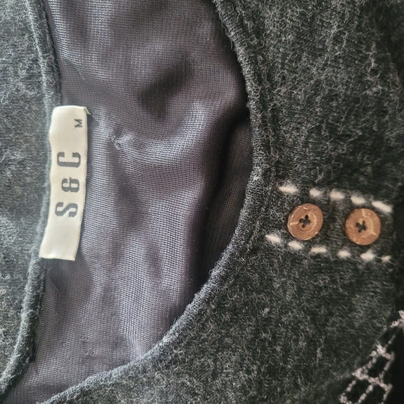 Stylish Y2K Gray and Black Long Sleeve Patterned Dress M - Picture 7 of 7